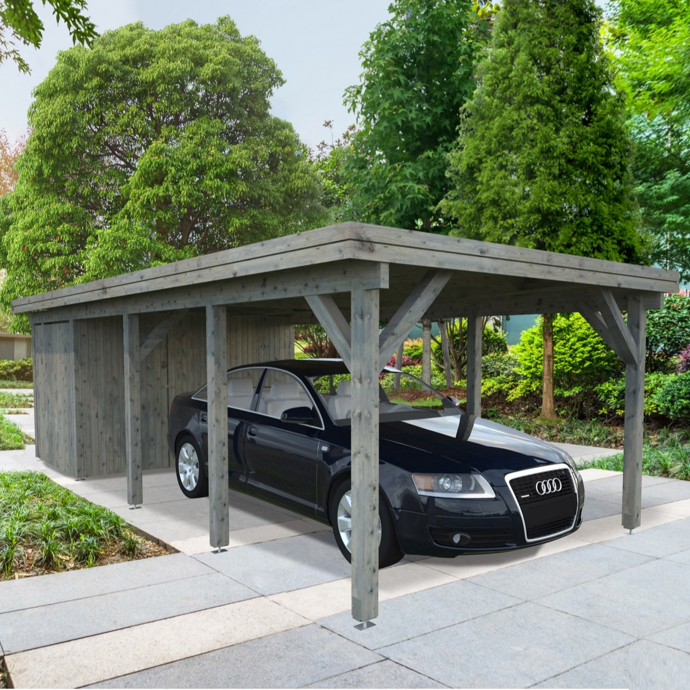 Förråd Palmako 5,8 m2 tillbehör till Carport Karl Grå dippad