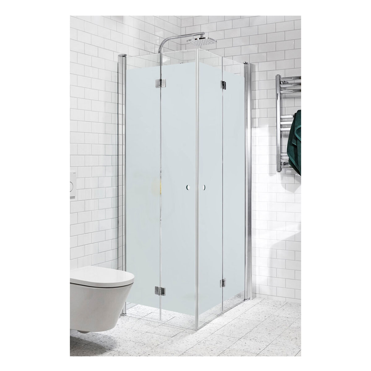 Duschhörn Alterna Lusso Vikdörrar Glas: Frostat glas, Profil: Polerad aluminium, LxB: 900x900 mm