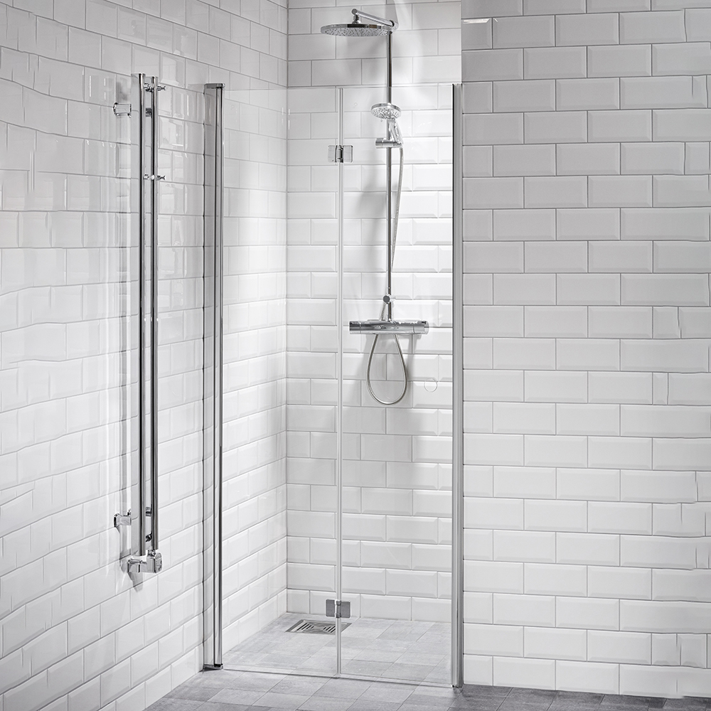 Duschdörr Alterna Lusso Vikdörr Profil: Polerad aluminium, Bredd: 674 mm