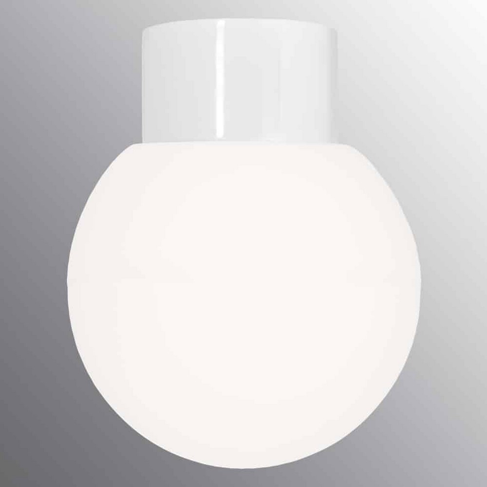 Vägg-/Taklampa Ifö Electric Classic Glob Opalglas IP54 Rak E27 Vit, D: 180 mm