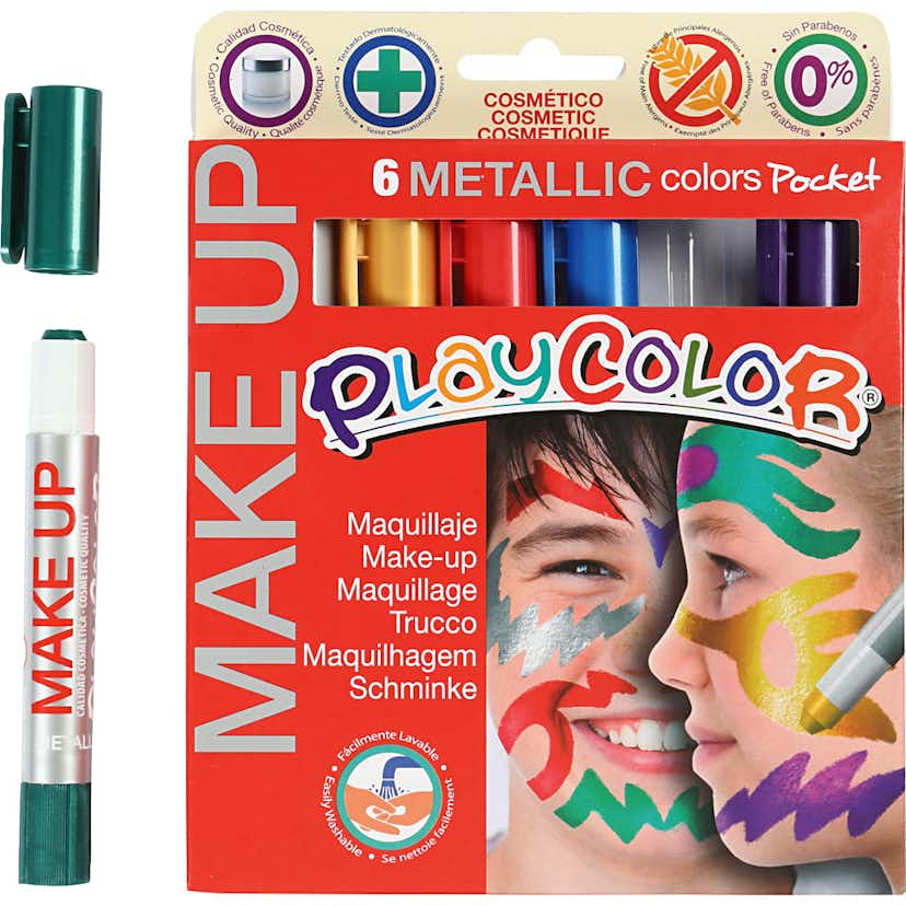Ansiktsfärg Creativ Company Playcolor Make up Mixade Metallicfärger 6x5 g/1 Förp