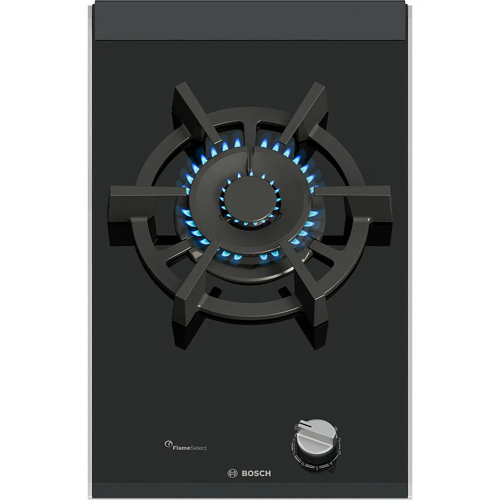 Gashäll Bosch Serie 8 PRA3A6I10 Svart Glaskeramik 30cm med Flameselect och Diskmaskinssäkra Stöd