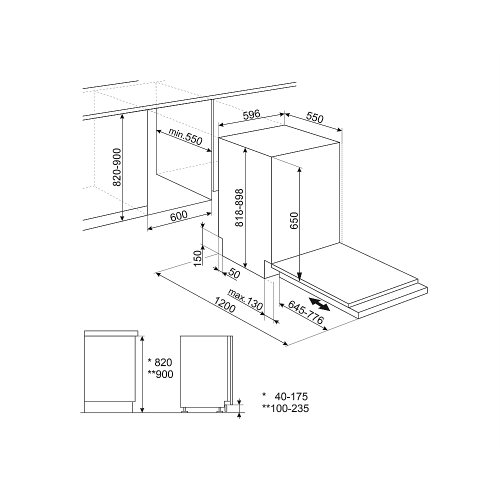 Integrerad Diskmaskin Smeg STL362DQ