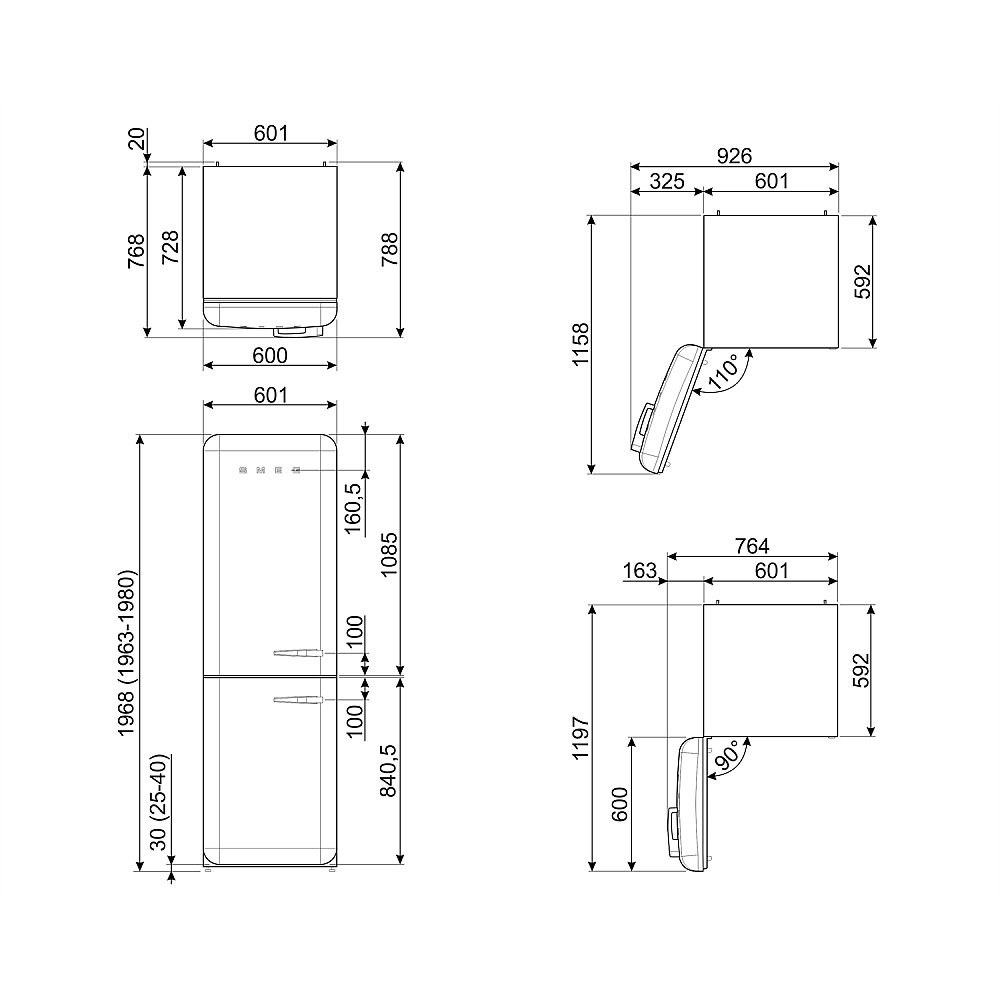 Kombinerad Kyl/Frys Smeg FAB32LRD6