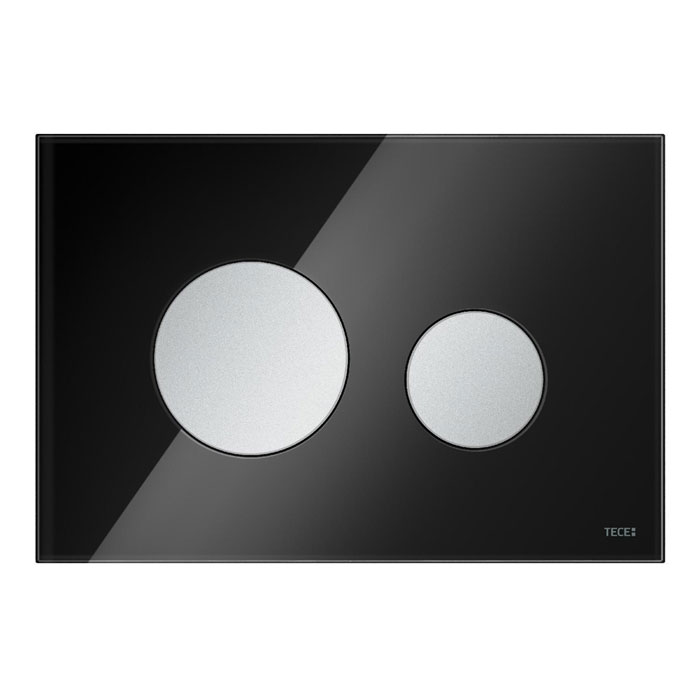 Spolknapp TECE Loop Glas Svart/Mattförkromad