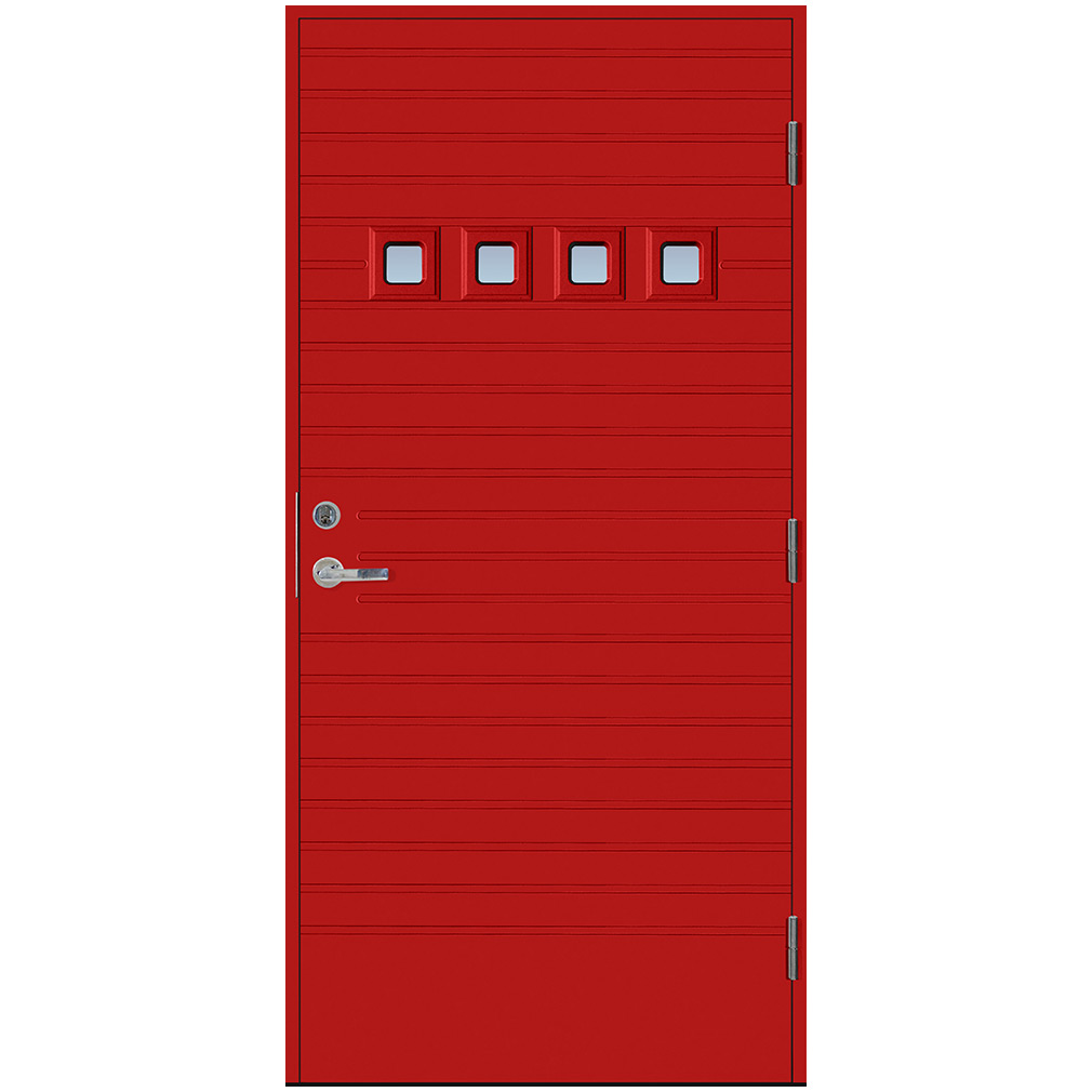 Ytterdörr Scandidoor Not BxH: 100x210 cm, S-1580-Y90R, Eldröd, Höger, Frostat glas