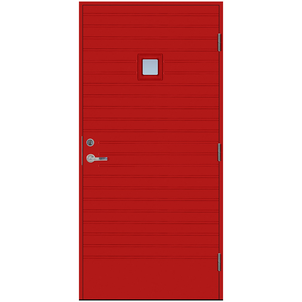 Ytterdörr Scandidoor Knagg BxH: 100x200 cm, S-1580-Y90R, Eldröd, Vänster, Klarglas