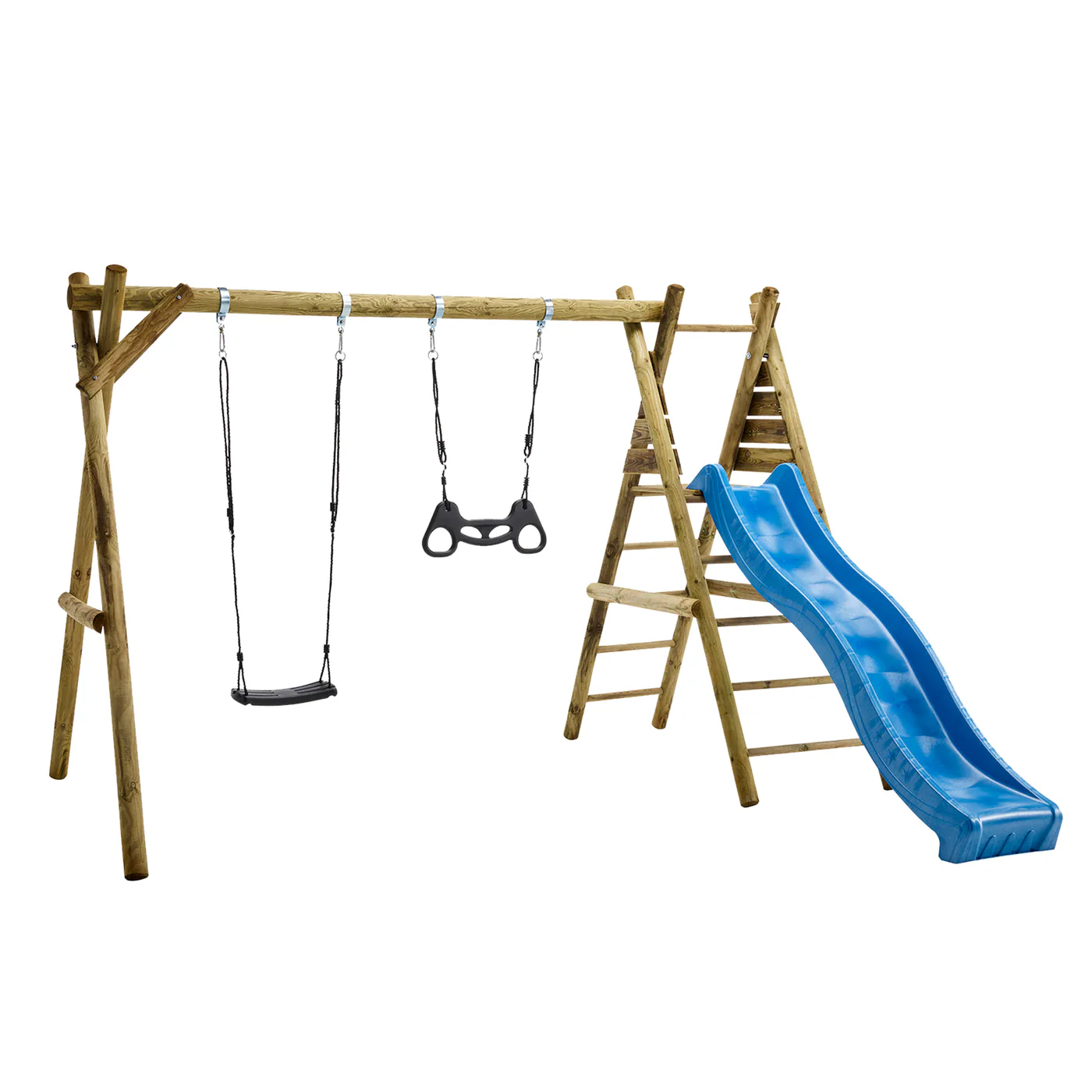 Gungställning Nordic Play Gunga, Trapets och Rutschkana Svart/Blå 306 cm