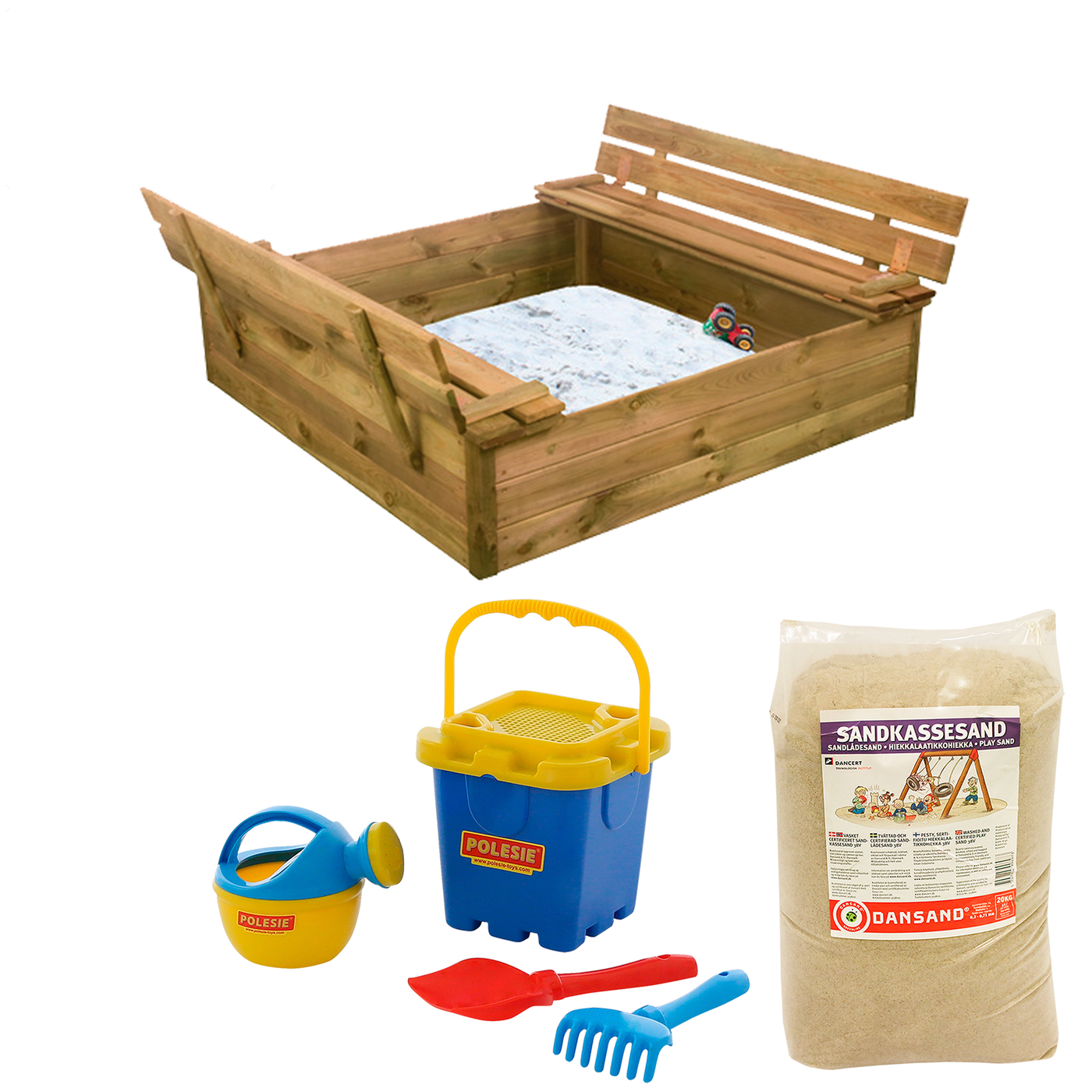 Sandlåda Nordic Play Vipplock och Bänk inkl Sand och Strandset