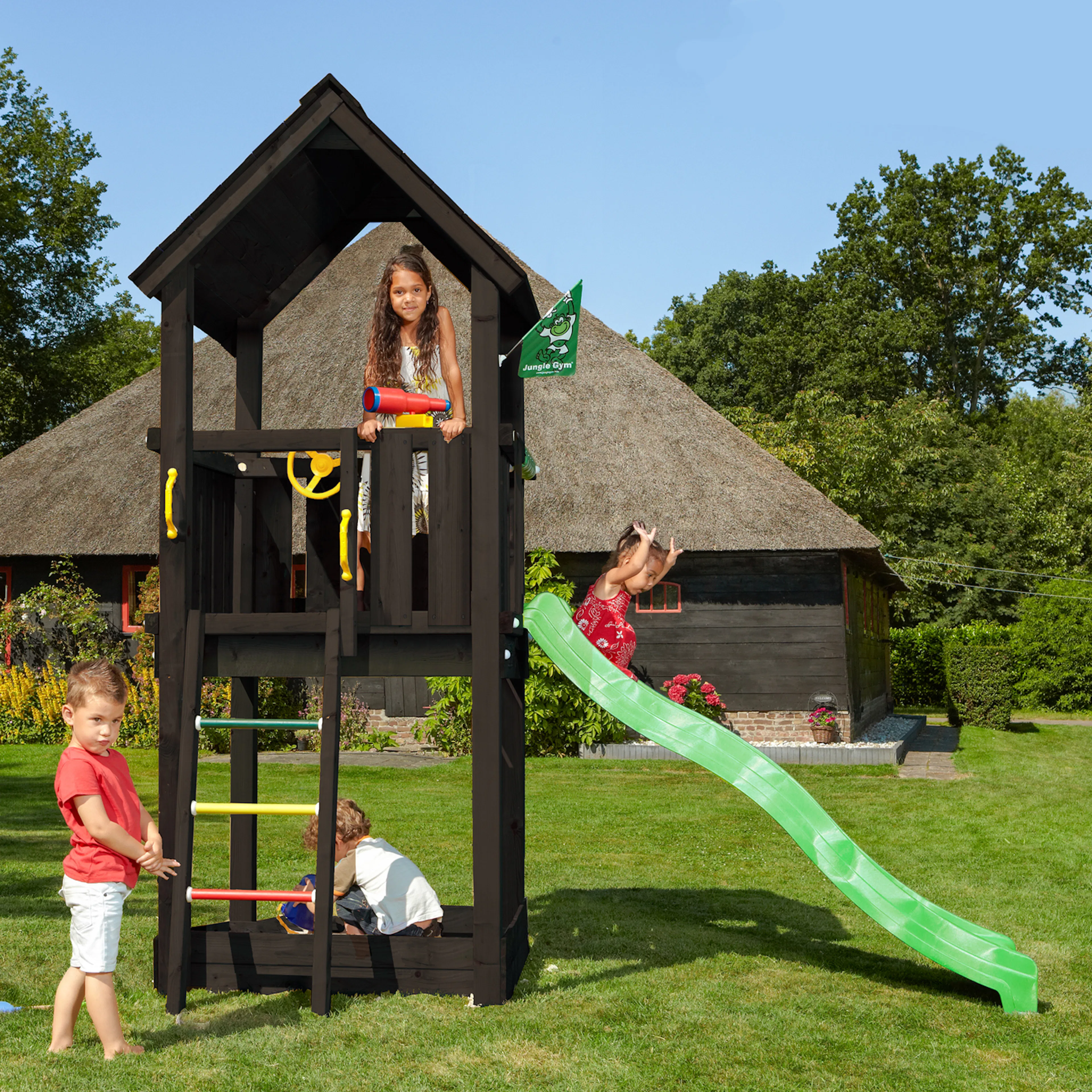 Lektorn Jungle Gym Club inkl. rutschkana, grundmålat svart