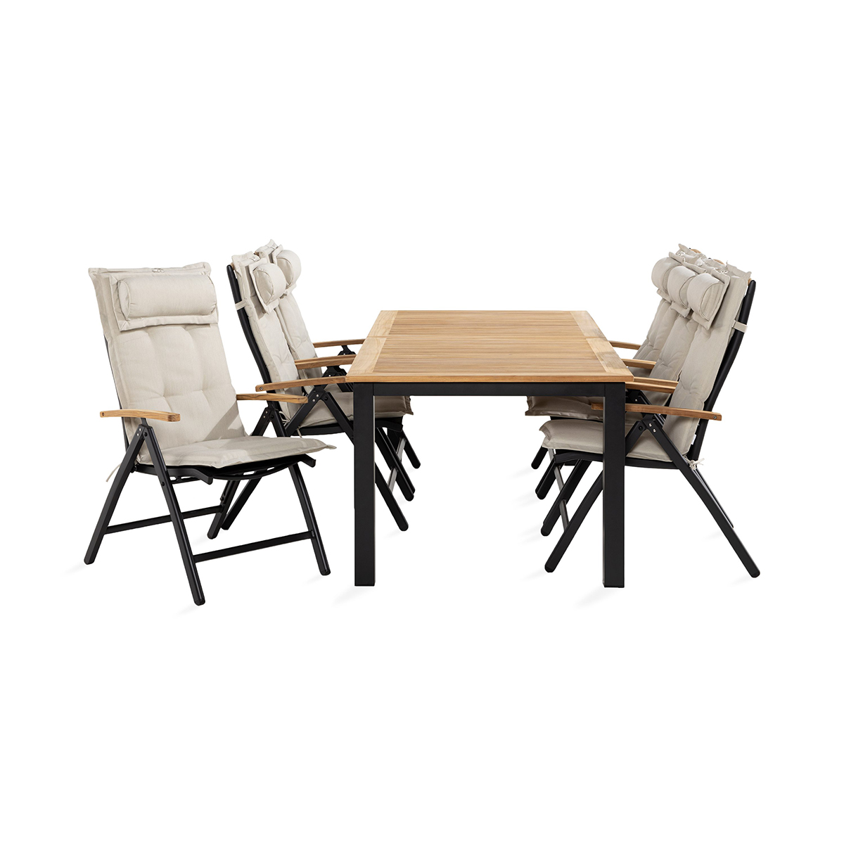 Trädgårdsgrupp deNoord Las Vegas Matgrupp Utomhus 90x152-210 + 6 Stolar m Dyna