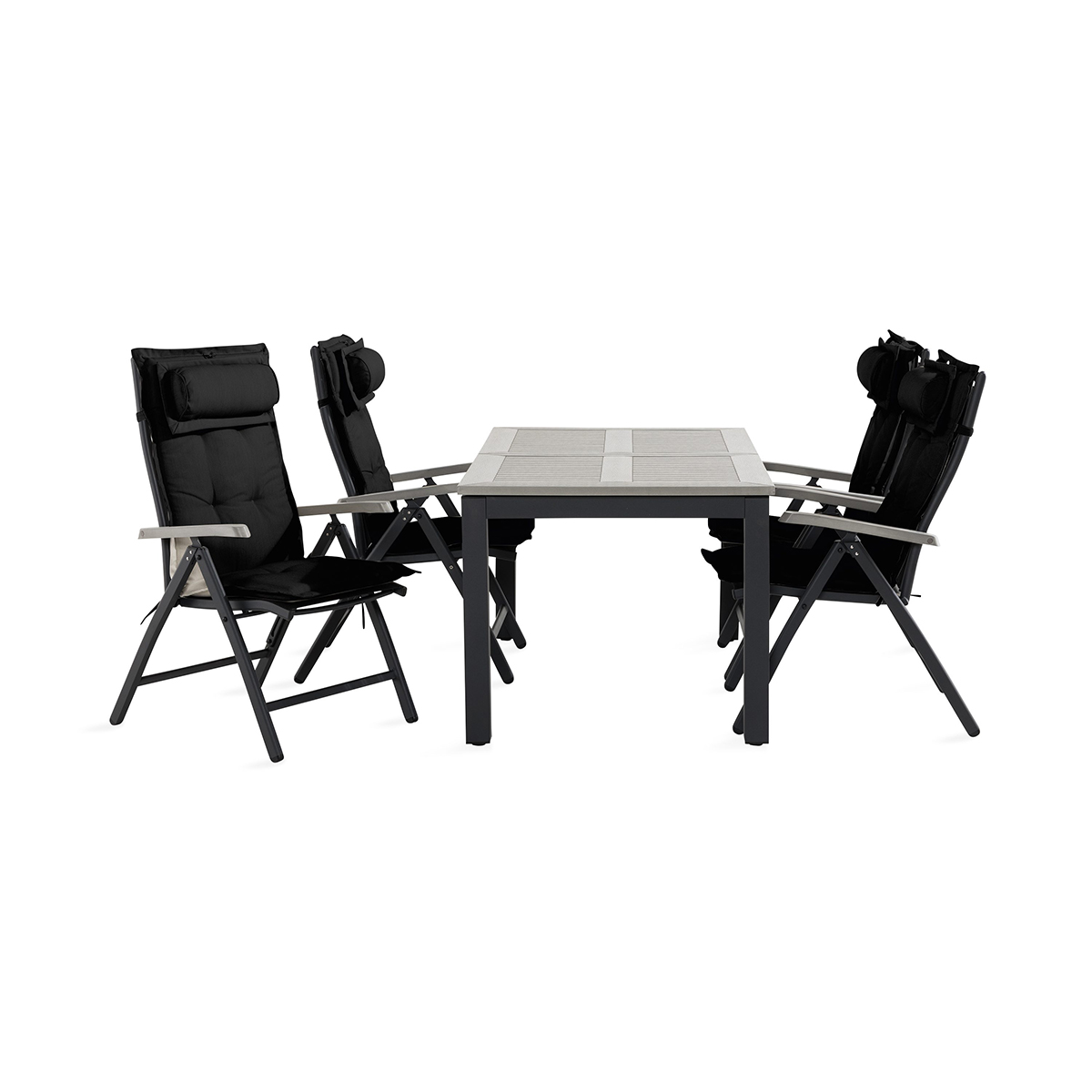 Trädgårdsgrupp Comfort Garden Monaco Matgrupp Utomhus 90x152-210 + 4 Positionsstolar m Dyna