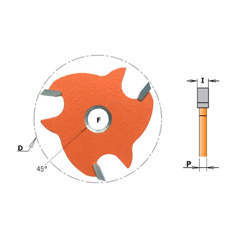 Skivnotfräs CMT Orange Tools med kullager HM Z3 Undersänkt 47,6x3,0x8 mm