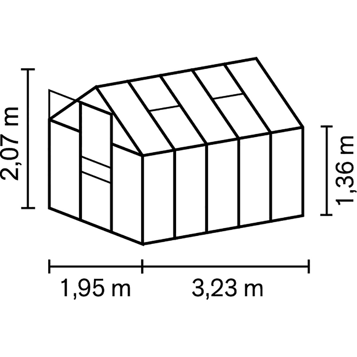 Växthus Vitavia Apollo Aluminium med Sockel