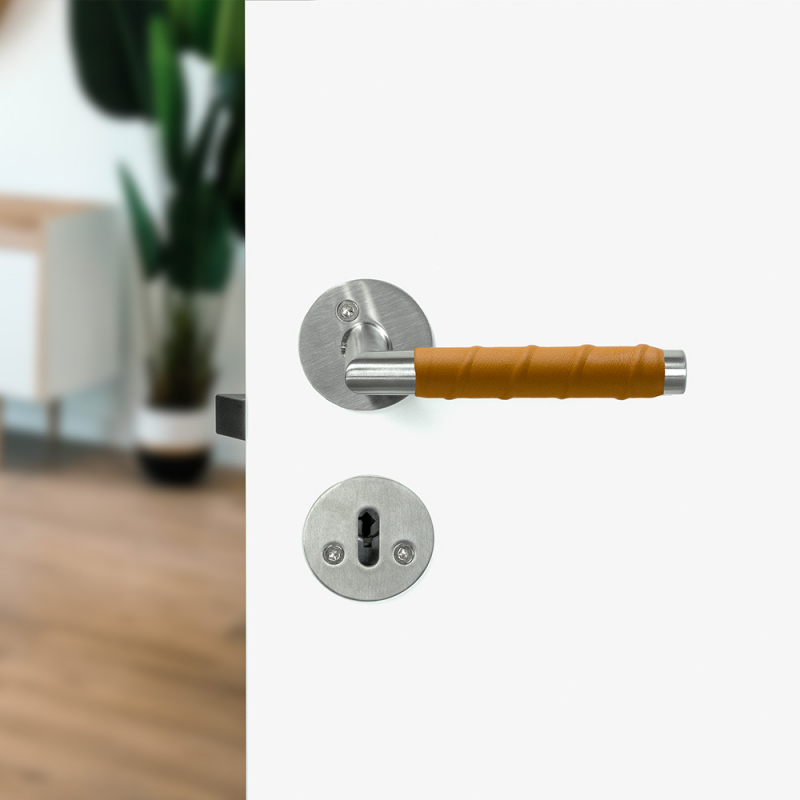 Dörrhandtag Beslag Design Kastrup 04 Läderlindat