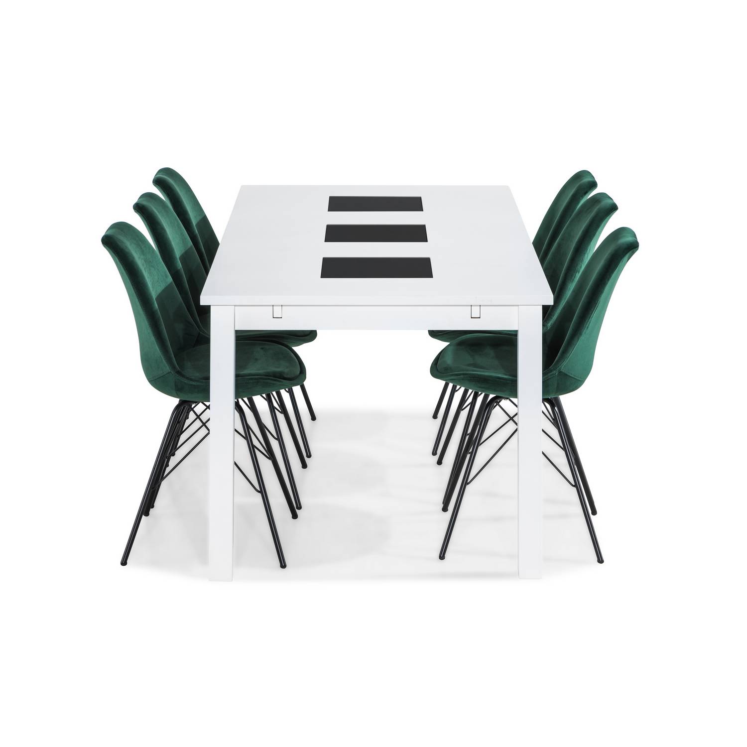 Matgrupp Basic Home Jasmin Rektangulärt Matbord 180-270 cm Förlängningsbart med 6 Shell Matstol