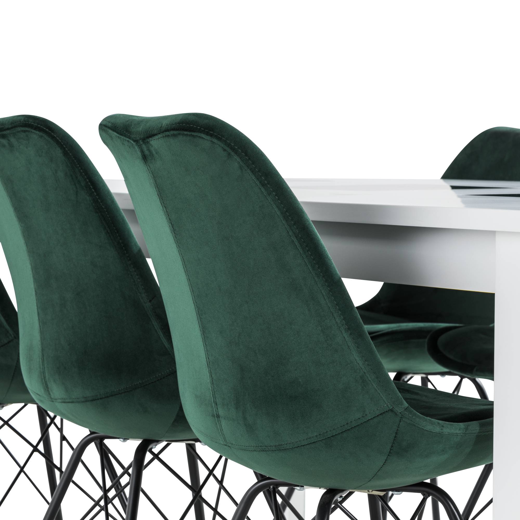 Matgrupp Basic Home Jasmin Rektangulärt Matbord 180-270 cm Förlängningsbart med 6 Shell Matstol