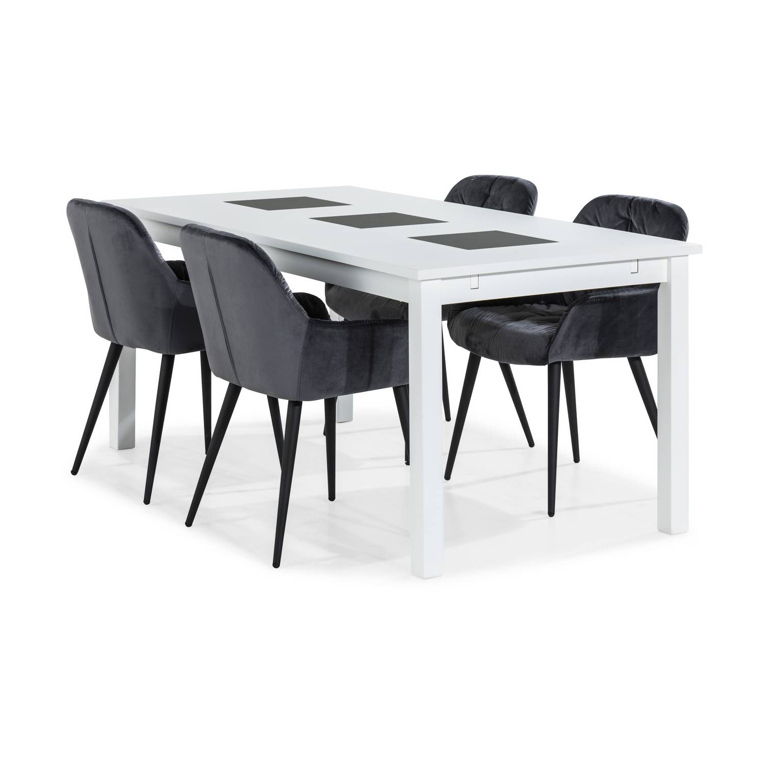 Matgrupp Basic Home Jasmin Rektangulärt Matbord 180-270 cm Förlängningsbart med 6 Giovanni Matstol