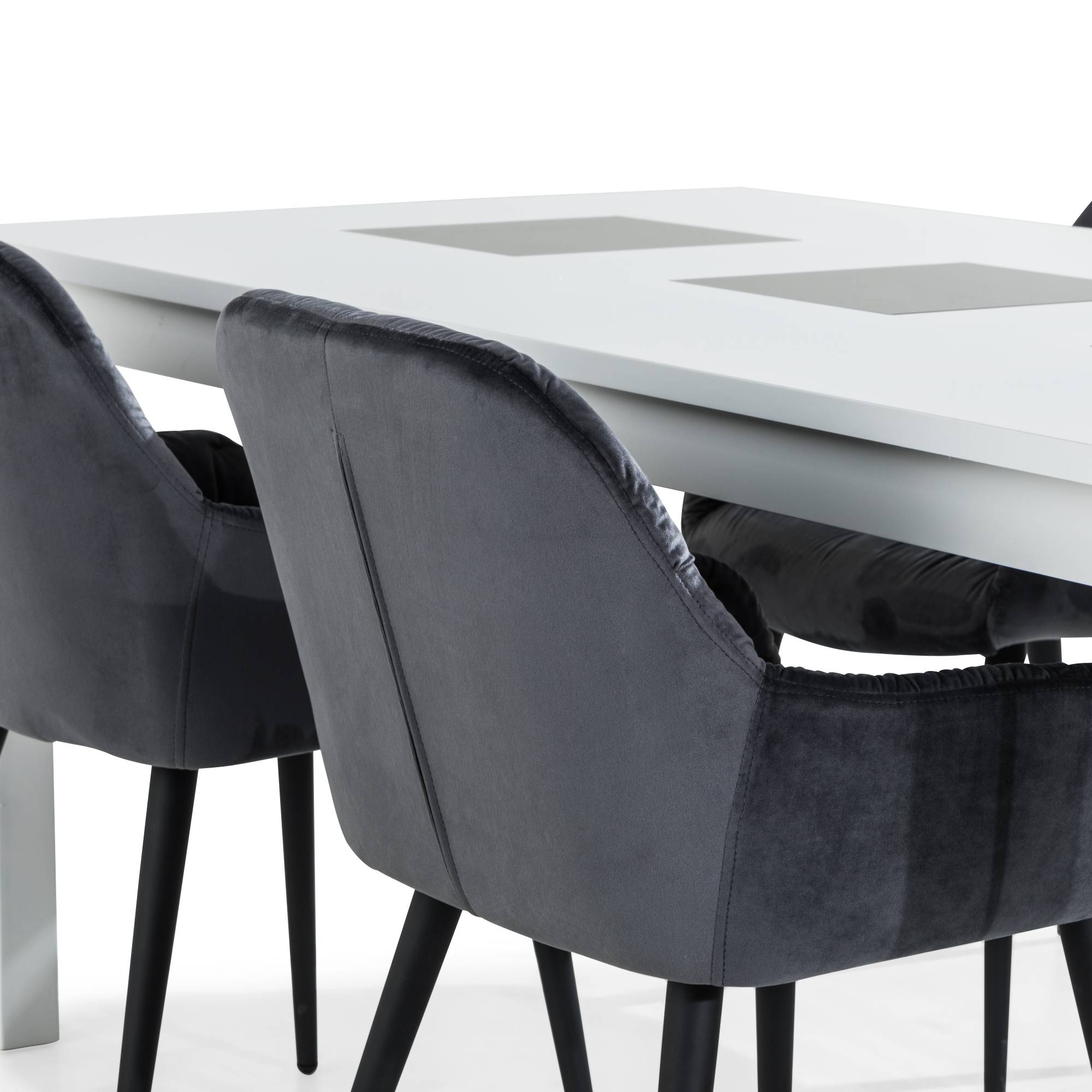 Matgrupp Basic Home Jasmin Rektangulärt Matbord 180-270 cm Förlängningsbart med 6 Giovanni Matstol