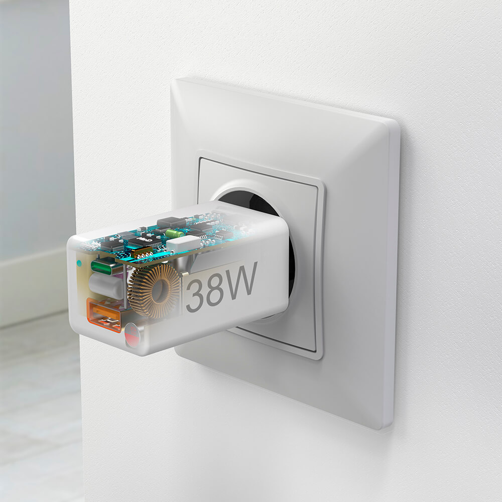 Miniladdare HAMA USB-C + USB-A Qualcomm 3.0 38W Vit