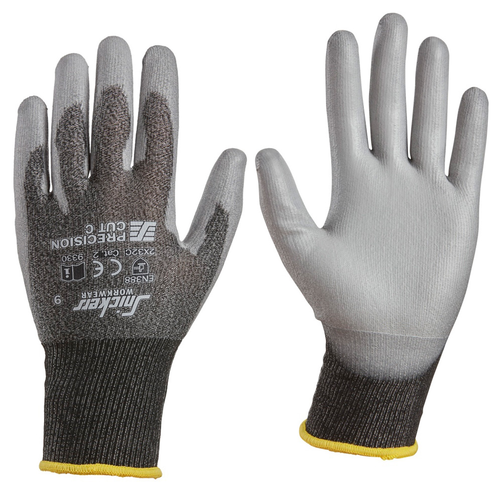 Handskar Snickers Workwear Precision Cut C Storlek: 8 , Färg: Muted black\Rock grey