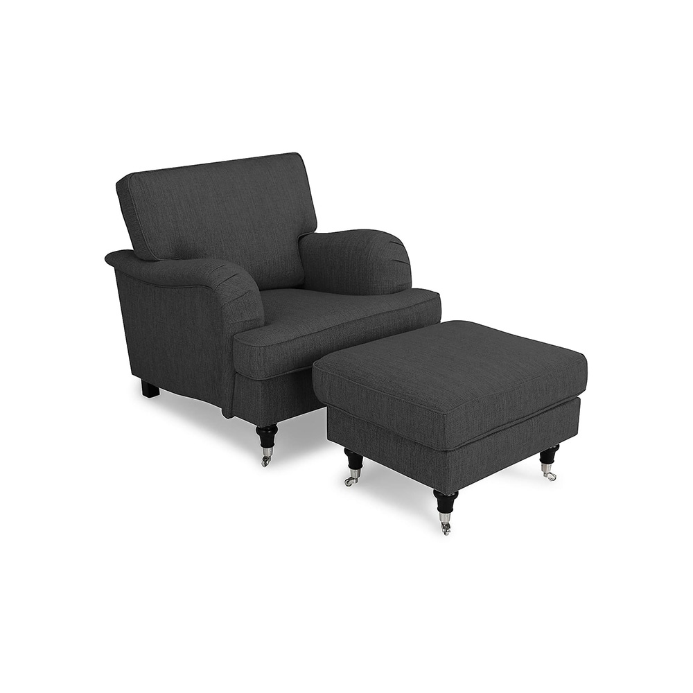 Fåtölj Scandinavian Choice Howard Classic med Fotpall Mörkgrå