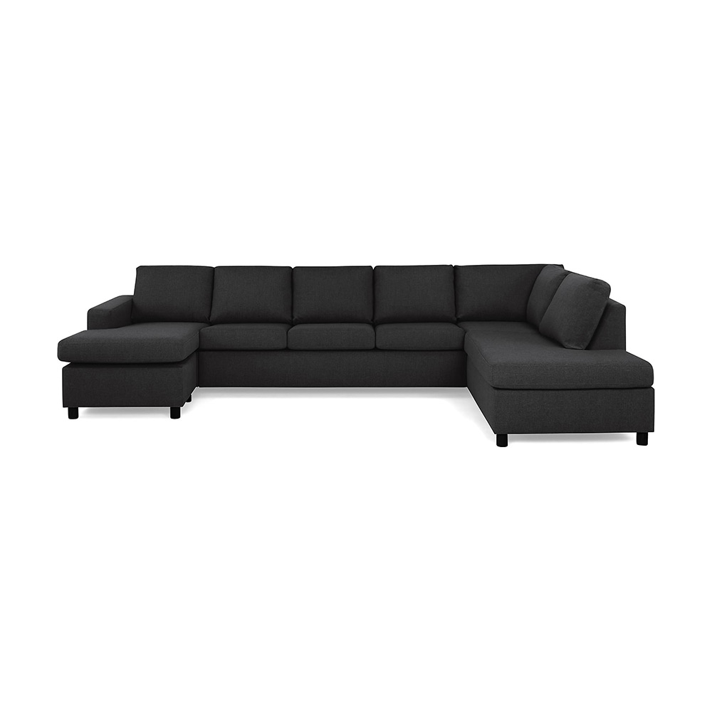 U-soffa Scandinavian Choice Crazy XL Antracit/ Runda Svarta, Vänster