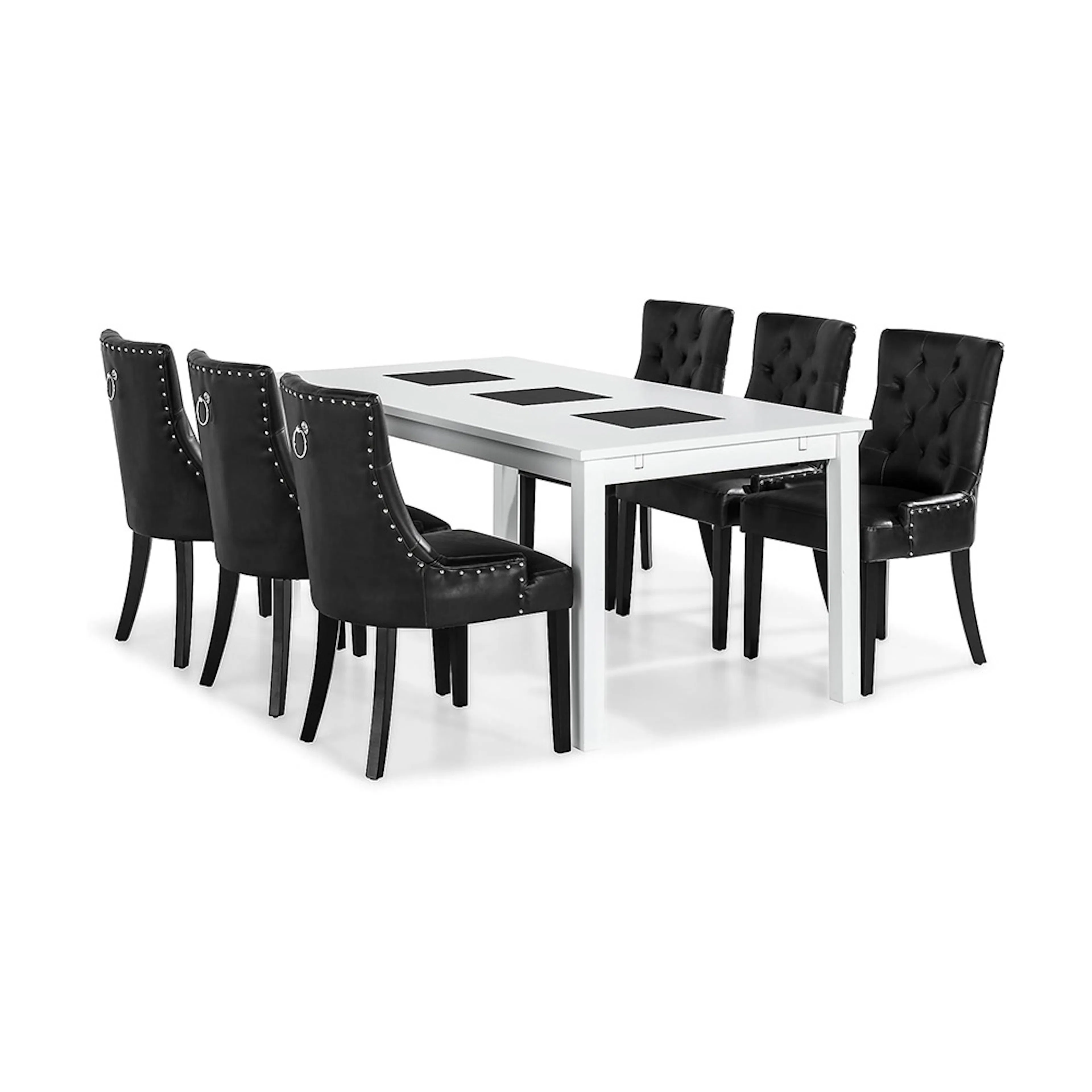 Matgrupp In Living Jasmin 180 cm med 6 Tuva Fåtölj Vit/Svart