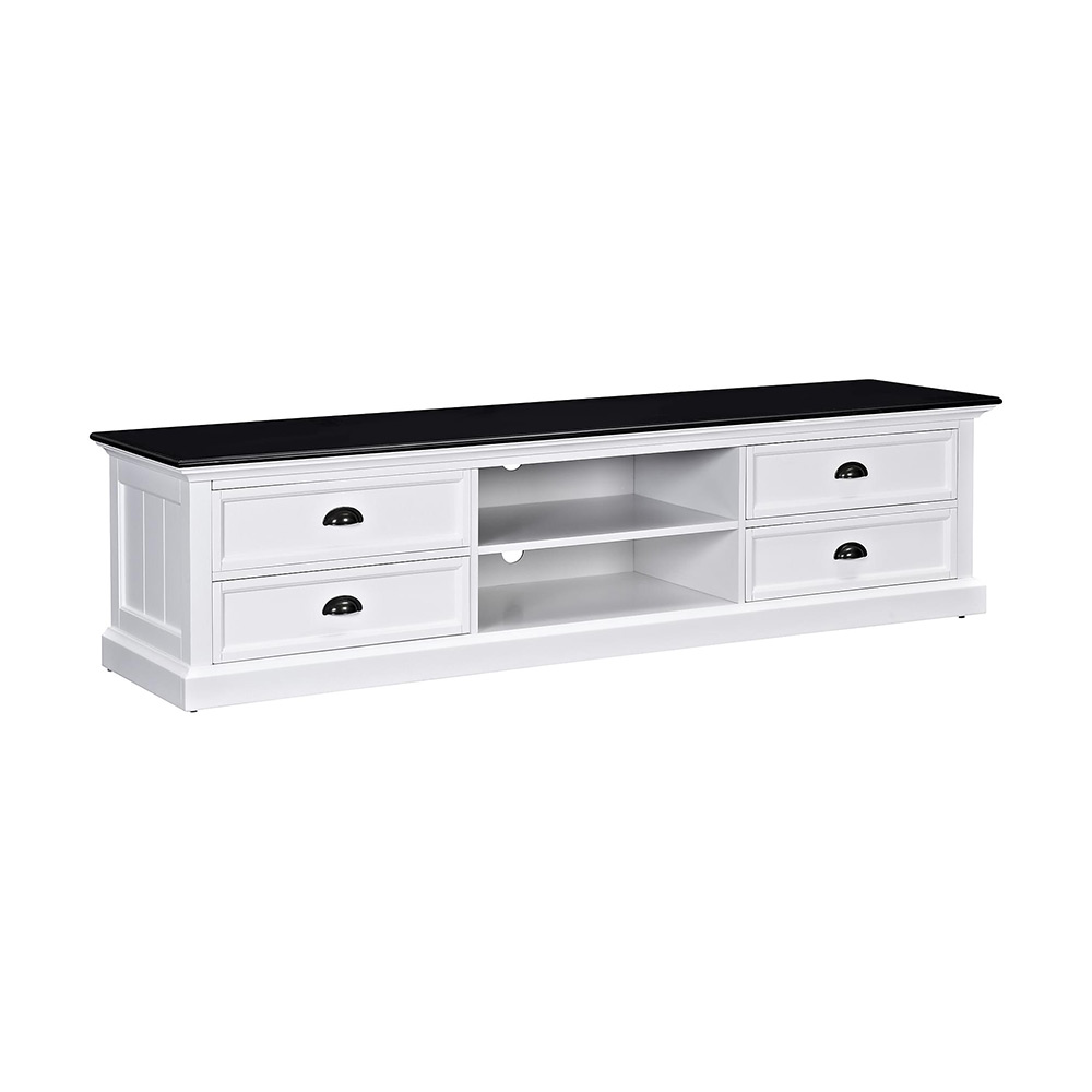 TV-Bänk In Living Hampton 4 Lådor 1 Hylla Vit/Svart