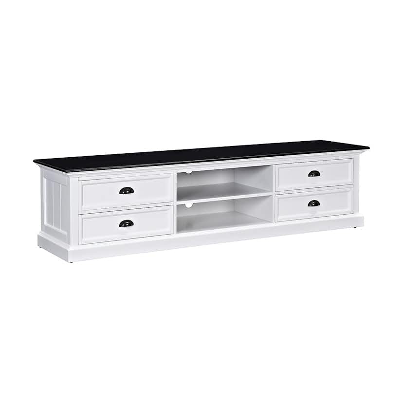 TV-Bänk In Living Hampton 4 Lådor 1 Hylla Vit/Svart