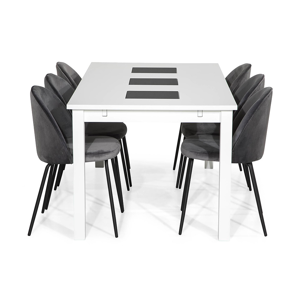 Matgrupp In Living Jasmin Förlängningsbart 180 med 6 Felipe Stol Sammet