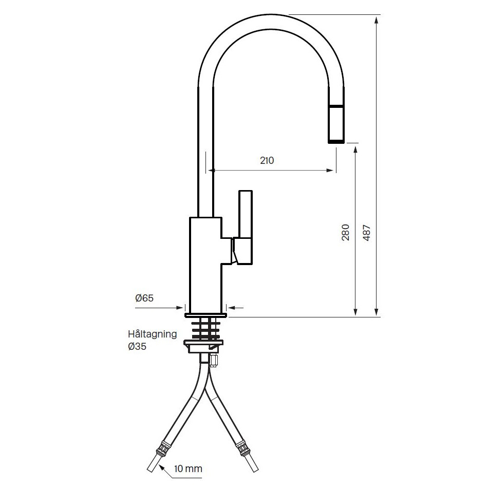 Köksblandare Tapwell Arman ARM185 Utdragbar Pip med Svart Handtag