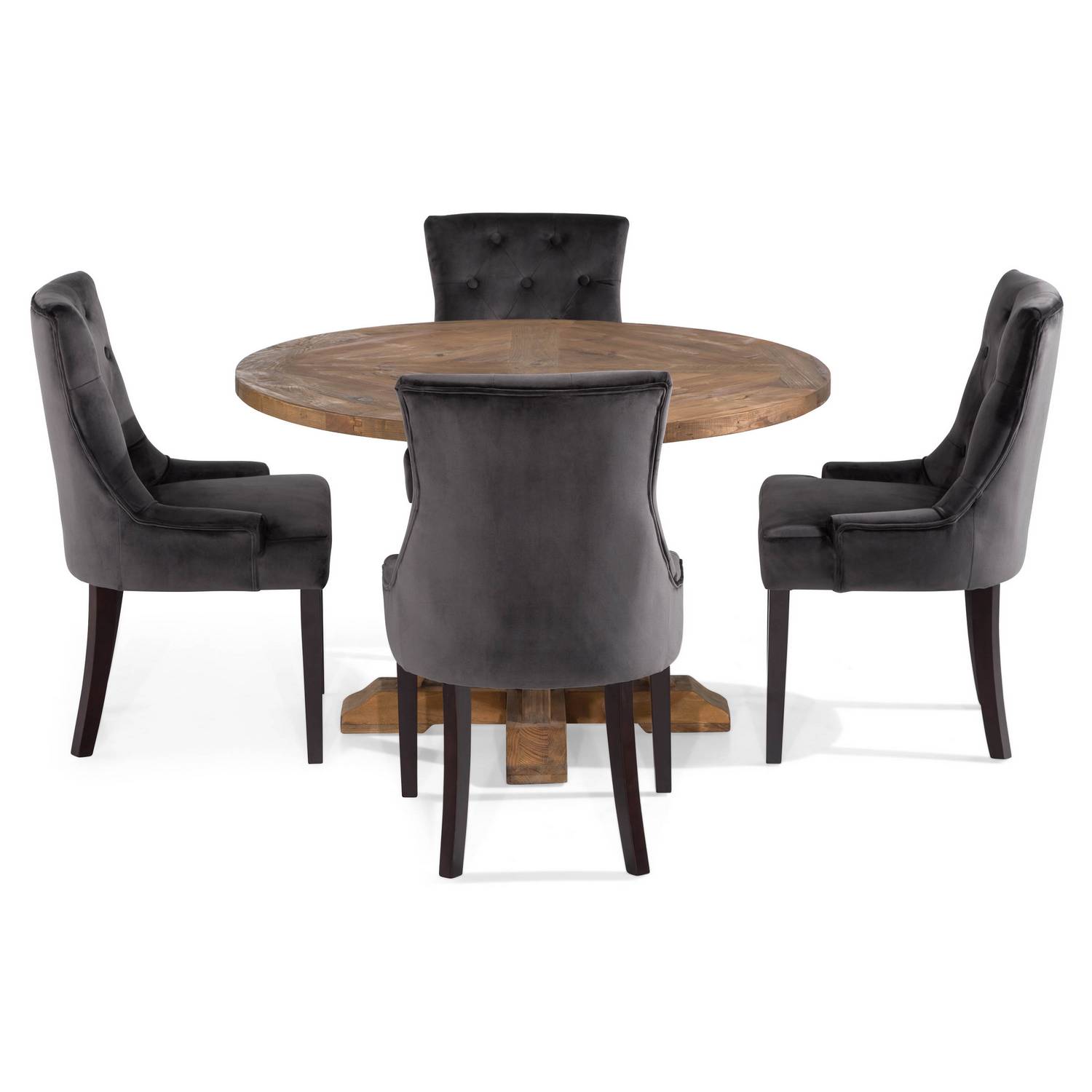 Matgrupp Bloomington Lyon Runt Matbord 120 cm Alm med 4 Viktoria Matstol