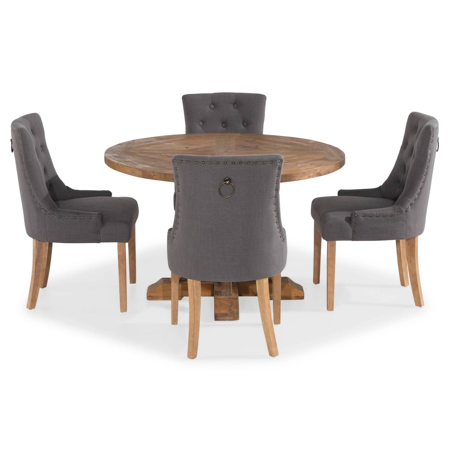 Matgrupp Bloomington Lyon Runt Matbord 120 cm Alm med 4 Viktoria Matstol