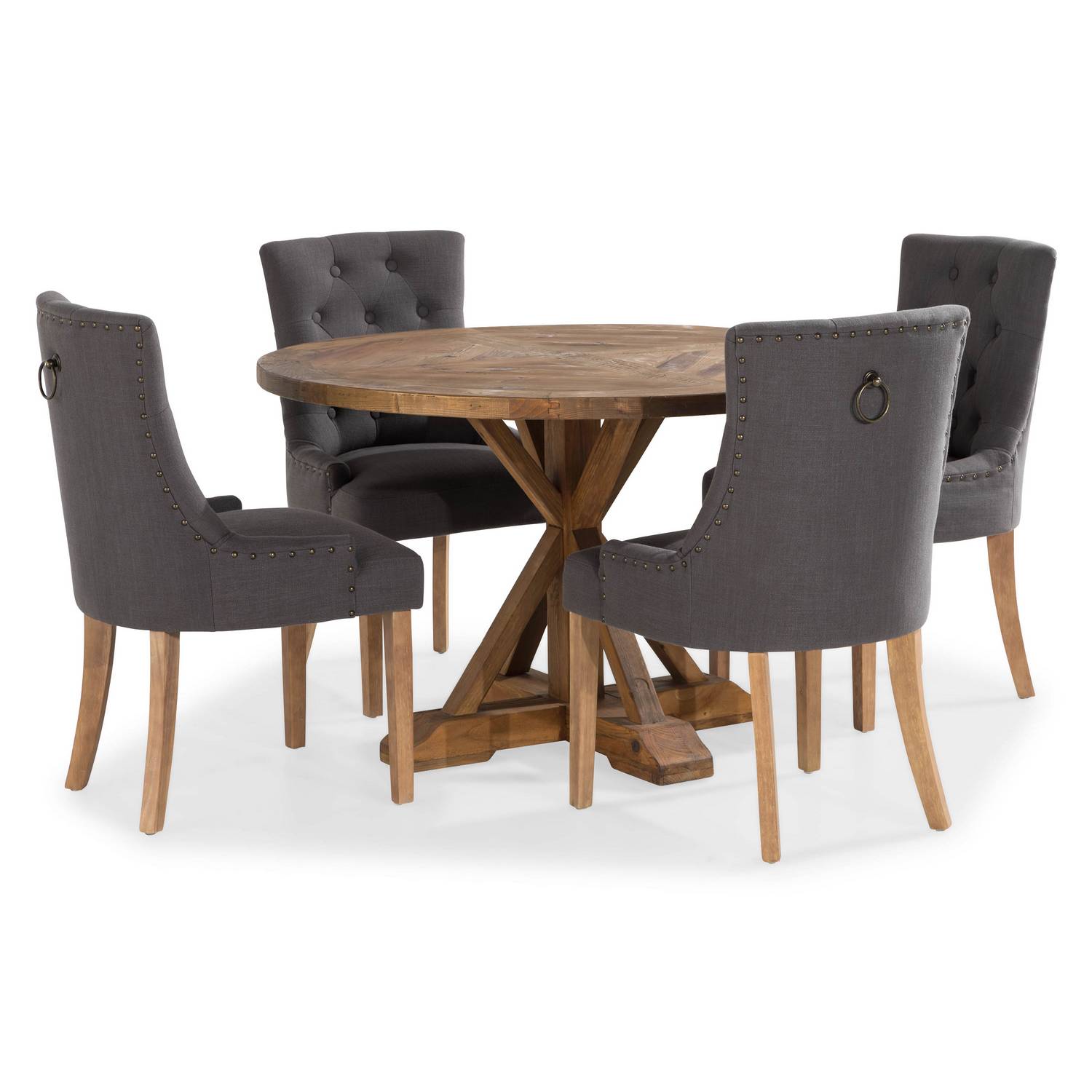 Matgrupp Bloomington Lyon Runt Matbord 120 cm Alm med 4 Viktoria Matstol