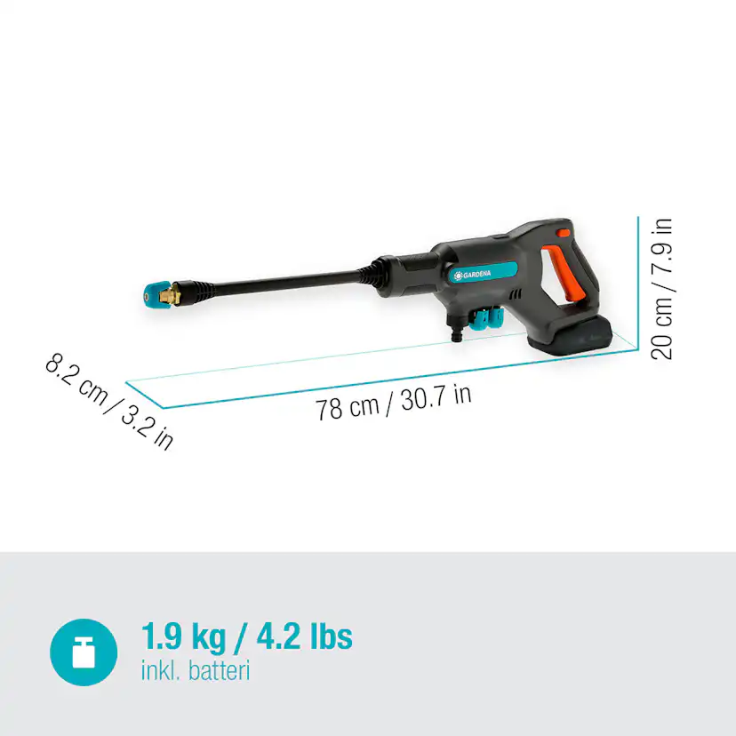 Mellantryckstvätt Garden AquaClean 24/18V RtU set (2,5Ah batteri + standardladdare)