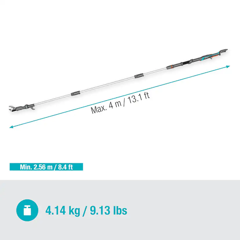 Teleskopisk Stångsax Gardena HighCut 360 Batteri P4A utan Batteri och Laddare