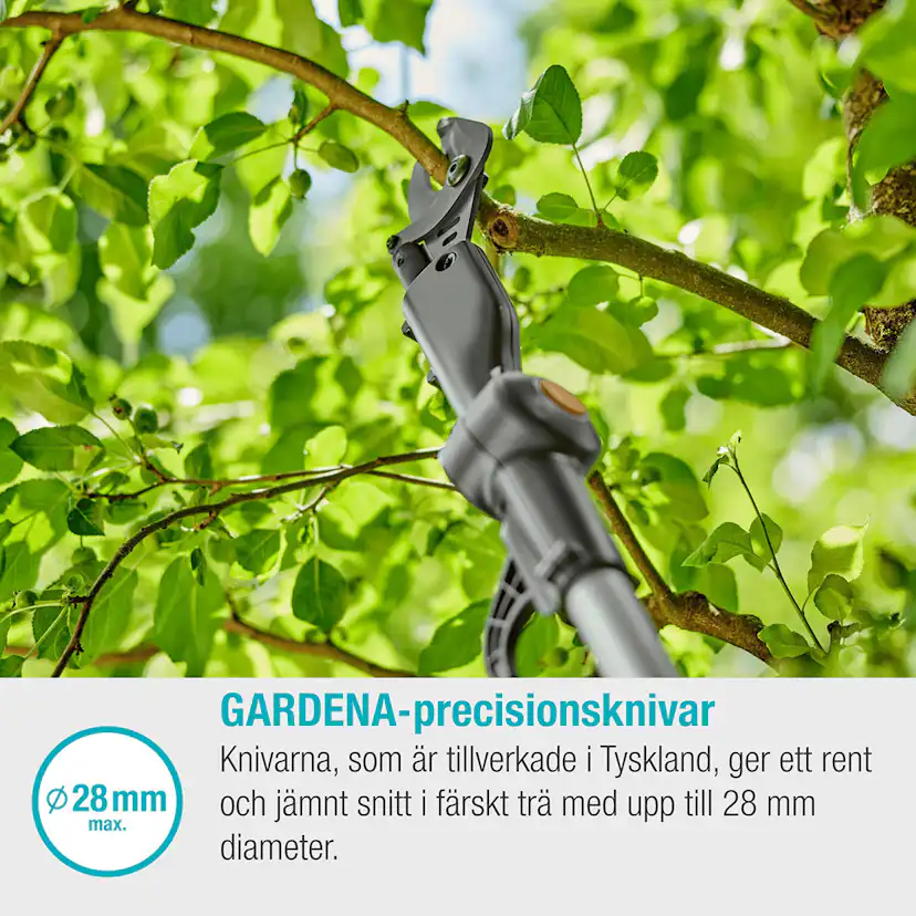 Teleskopisk Stångsax Gardena HighCut 360 Batteri P4A utan Batteri och Laddare