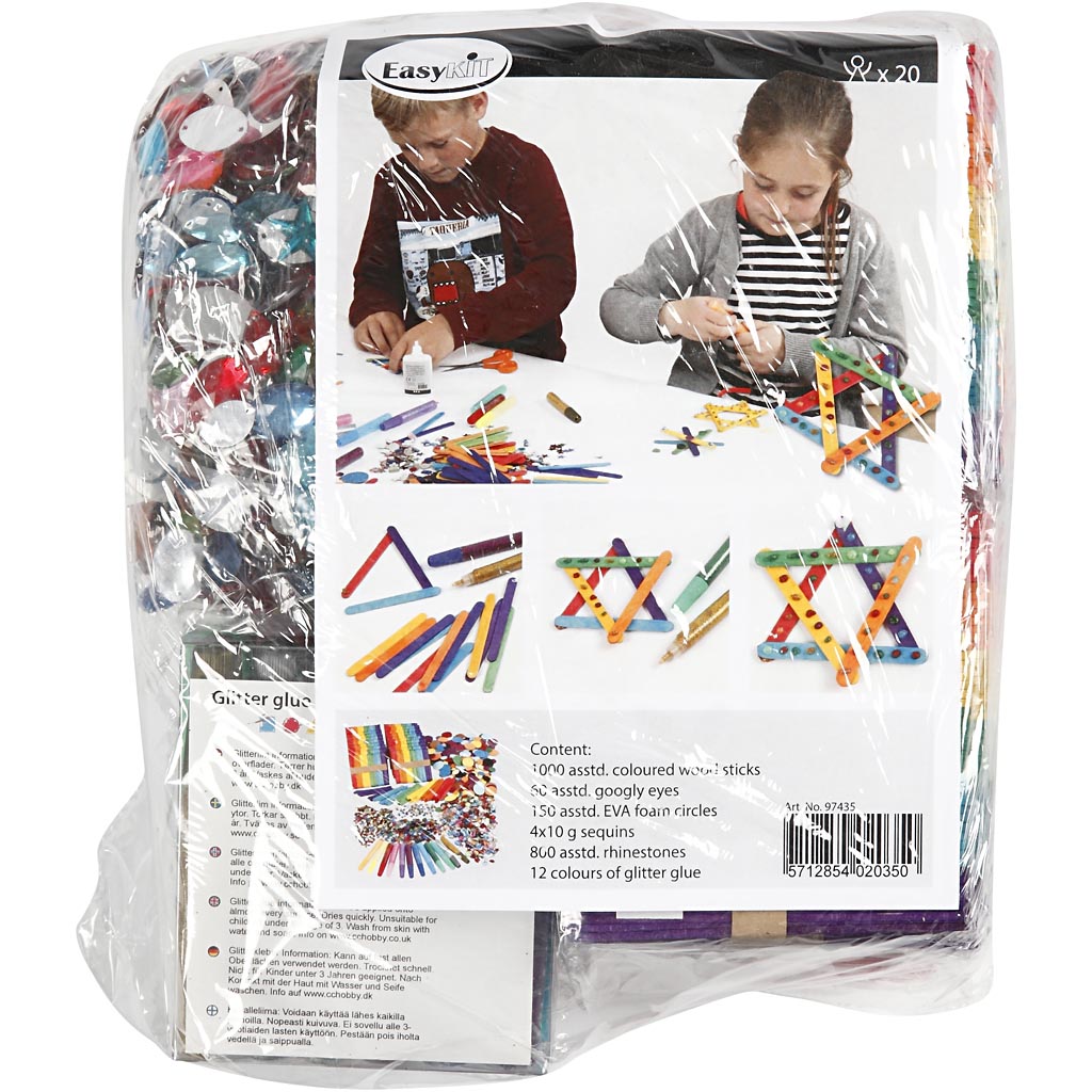 Materialset Creativ Company Glitter och Träpinnar Mixade Färger 1 Set