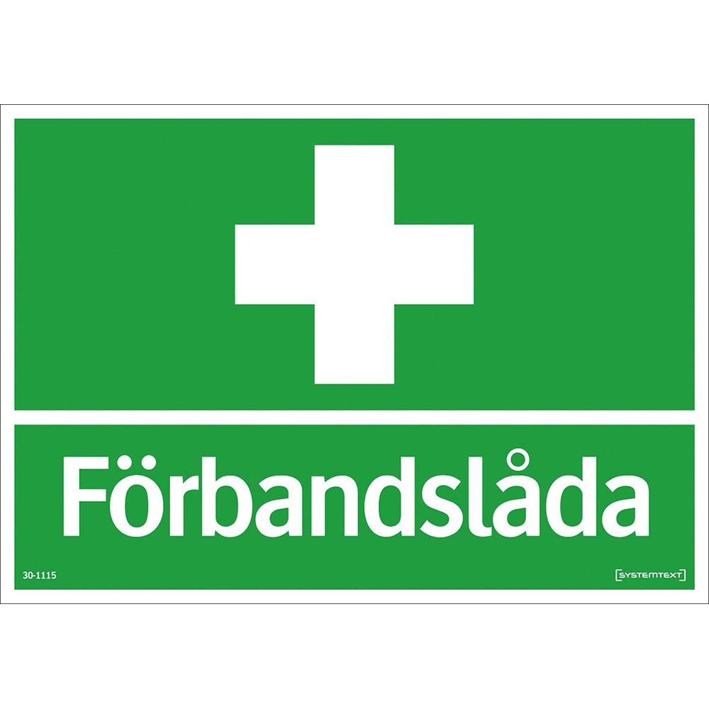 Skylt Systemtext Förbandslåda 210x148 mm Plast