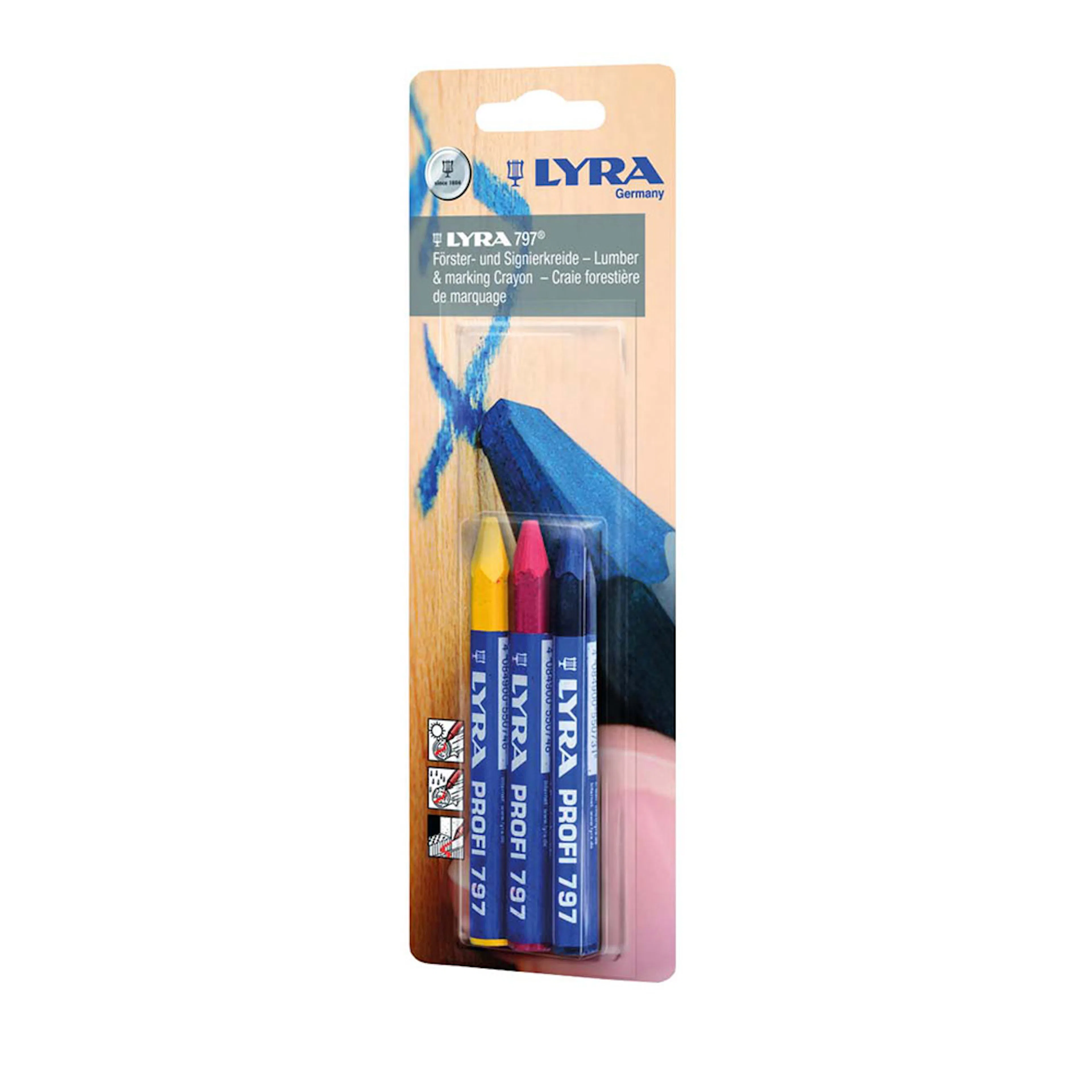Timmerkrita Lyra 797 Röd/Gul/Blå 3-Pack
