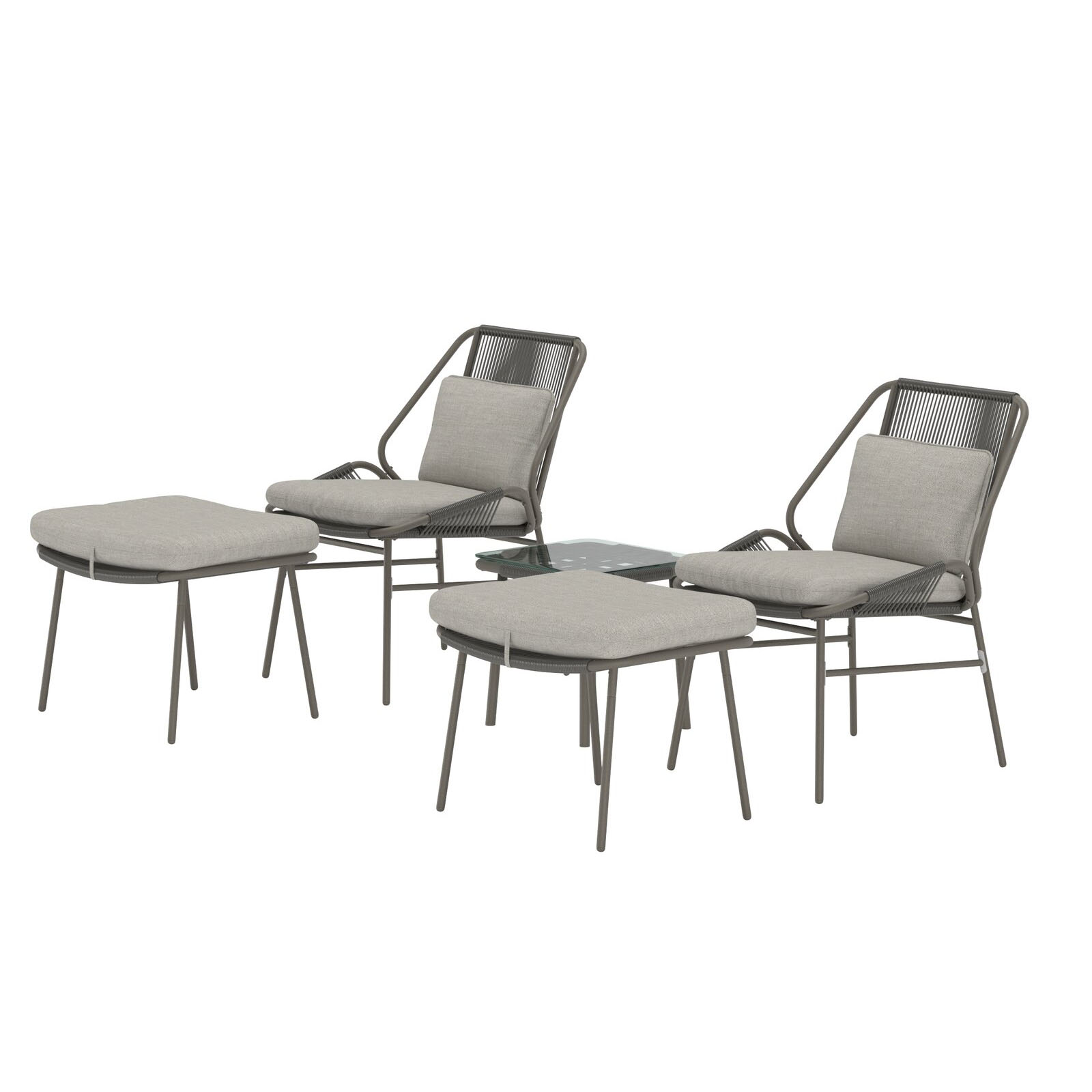 Loungeset Venture Home Zakynthos 2st Fåtöljer med Fotpall och Sidobord