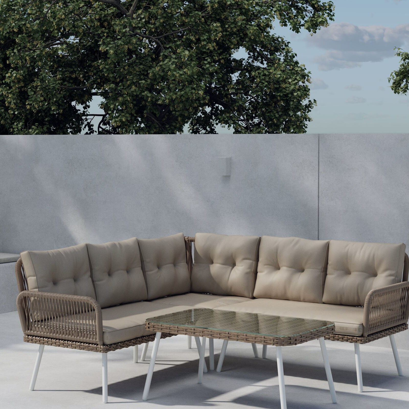Hörnsoffgrupp Venture Home Ibiza Hörnsoffa med Soffbord och Dynor