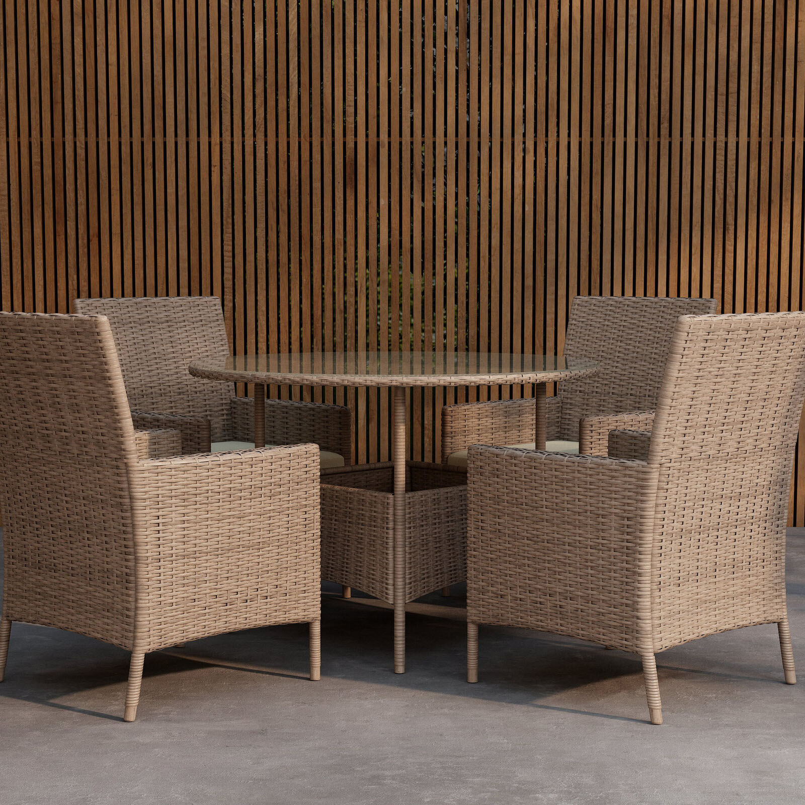 Matgrupp Utomhus Venture Home Lefkas Runt Bord med 4st stolar