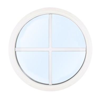 Runt Fast Fönster Effektfönster 3-Glas Trä Ø108 cm