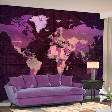 Fototapet Arkiio Självhäftande Purple World Map