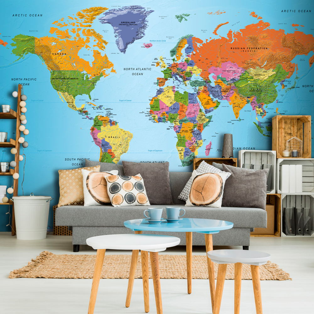 Fototapet Arkiio Självhäftande World Map Colourful Geography