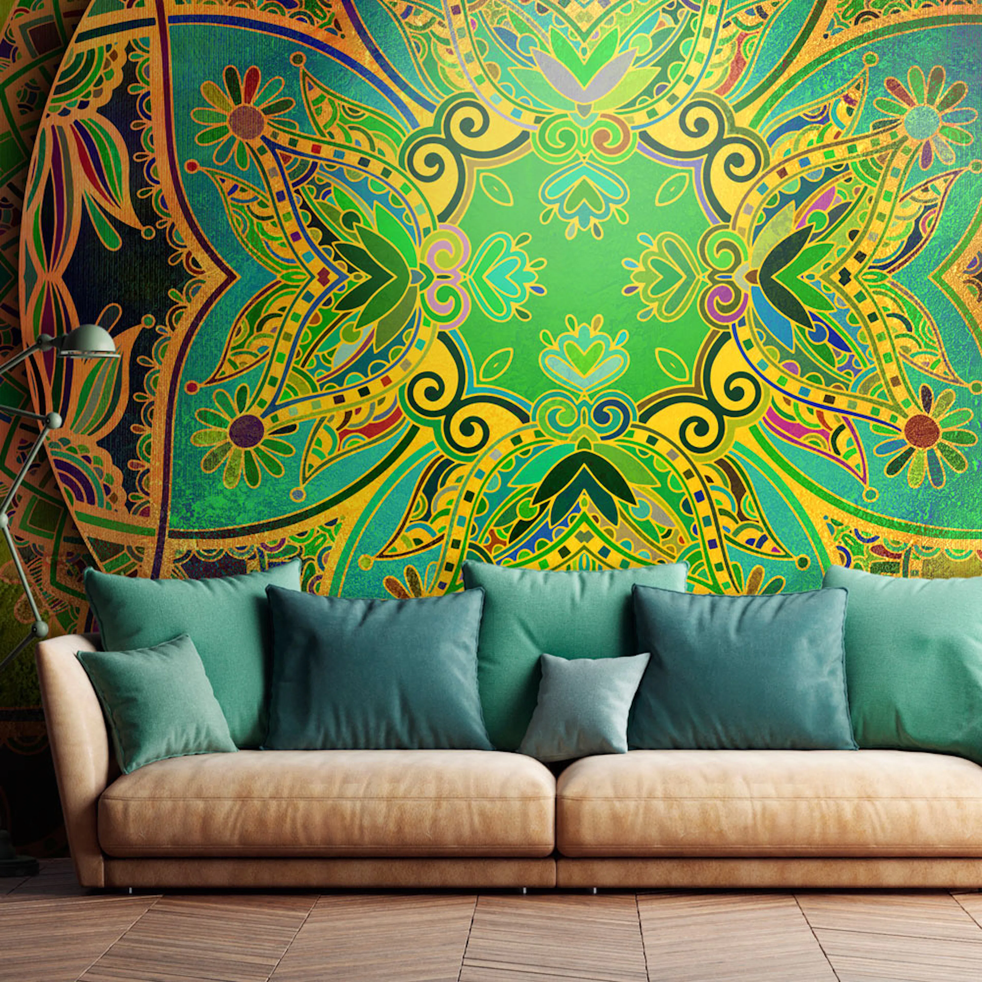 Fototapet Arkiio Självhäftande Mandala Emerald Fantasy