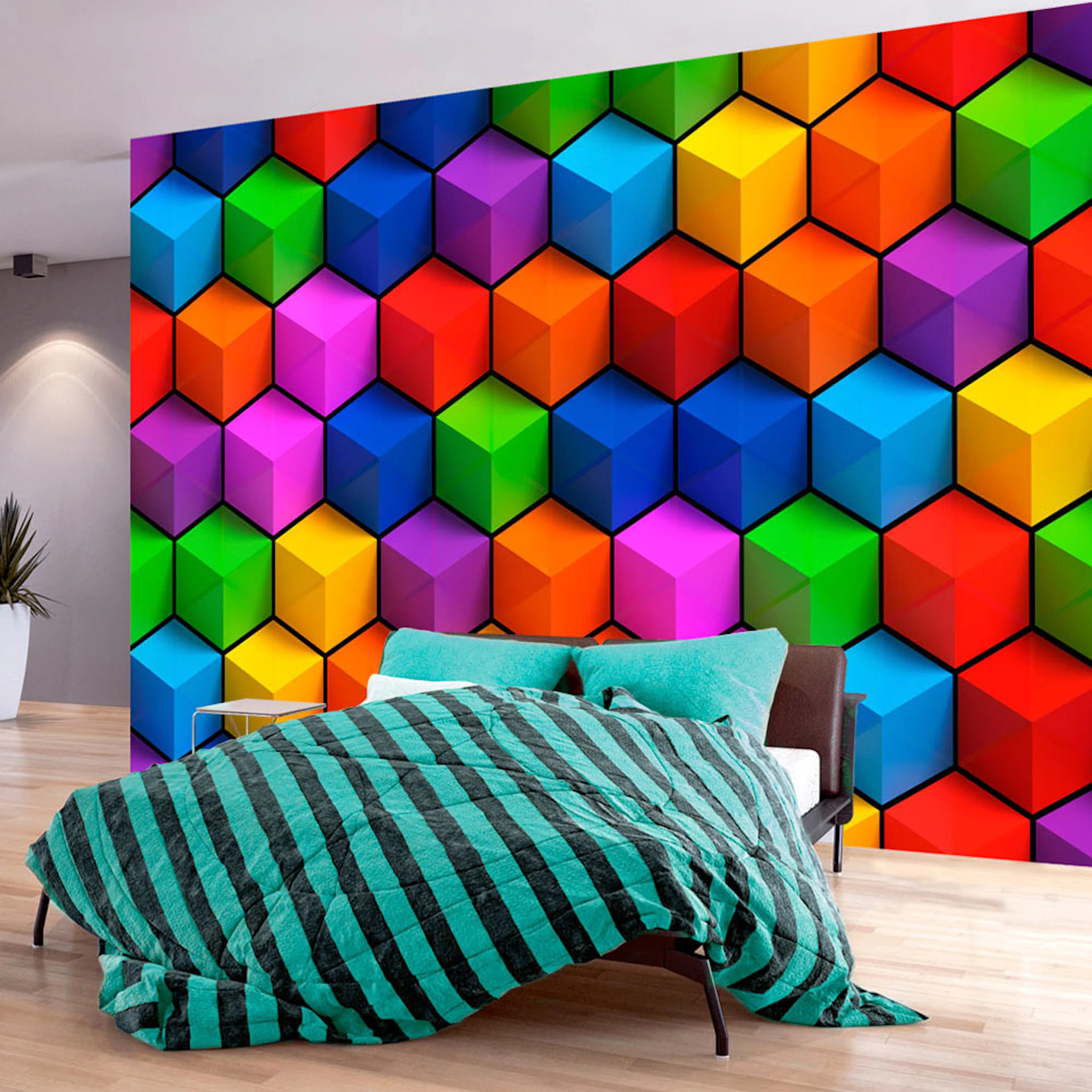 Fototapet Arkiio Självhäftande Colorful Geometric Boxes
