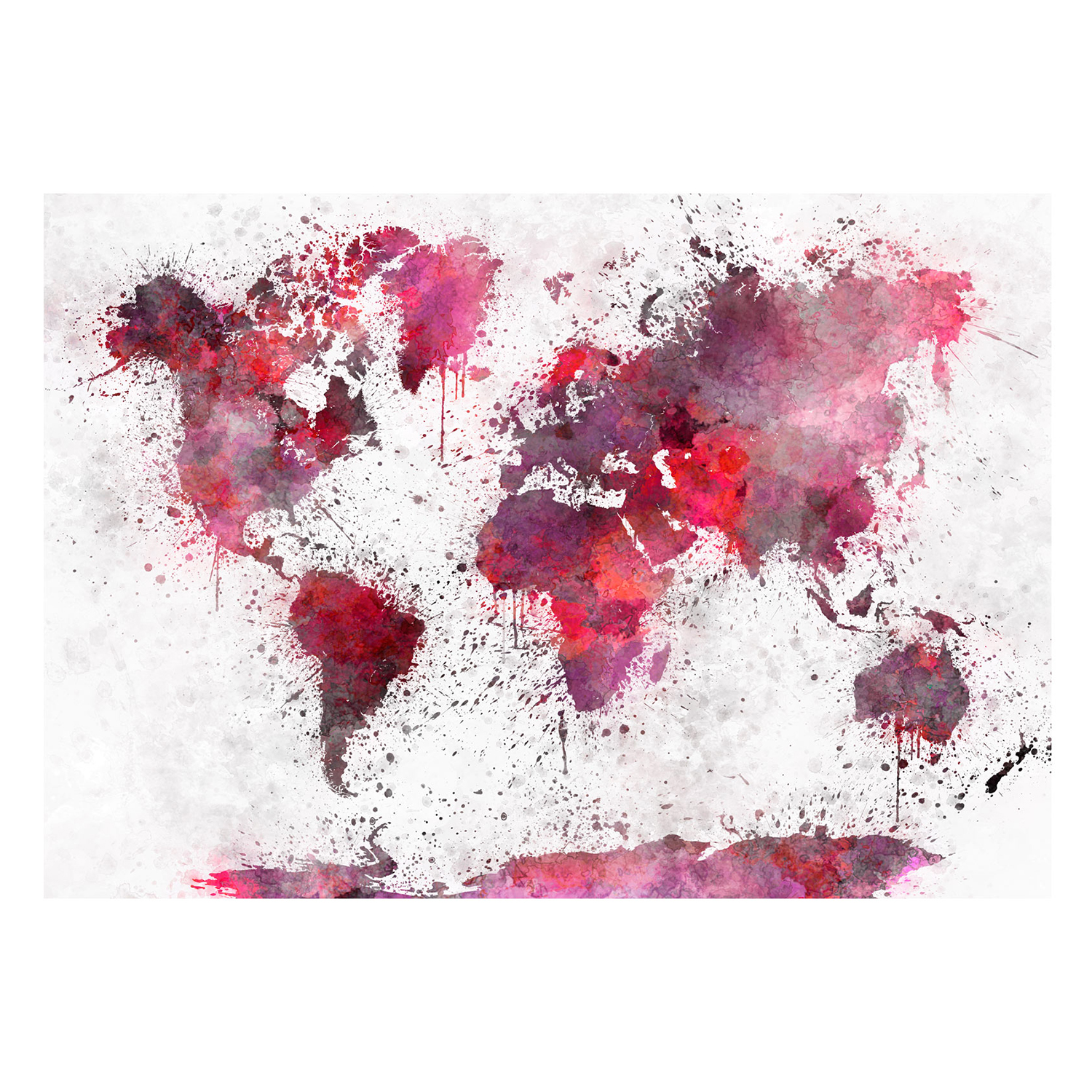 Fototapet Arkiio World Map Red Watercolors 450x315 cm